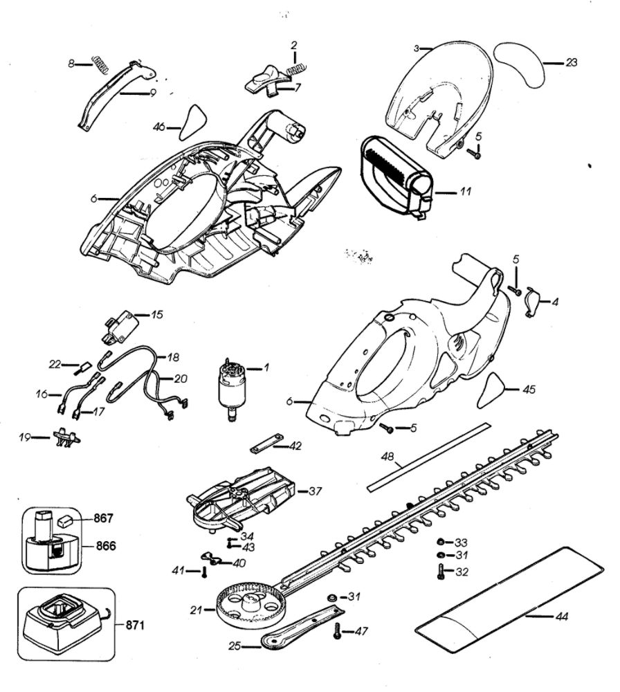 Trimmer Diagram and Parts List for CHT500TY1  Black and Decker Trimmer